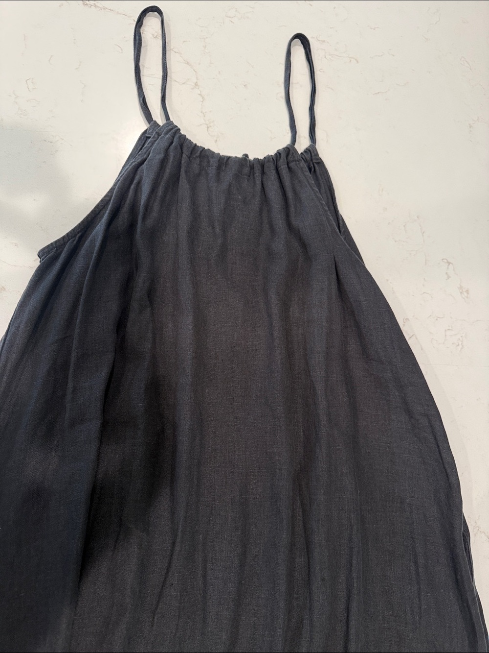 Women's black linen Maxi Sundress - Great quality. Made in Italy. - Picture 2 of 7